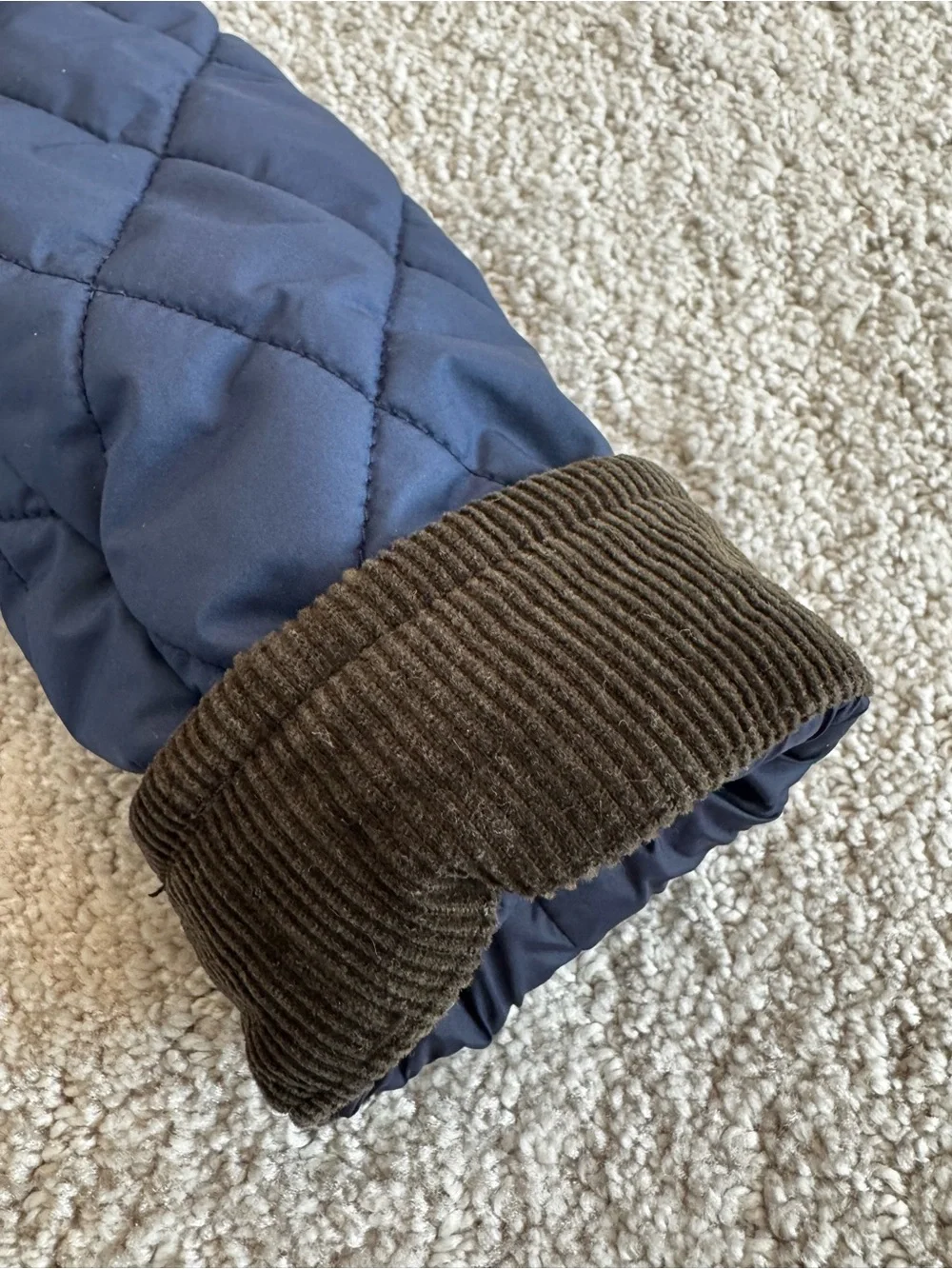 Like New - Ralph Lauren Quilted Navy Hooded Puffer with Corduroy Trim